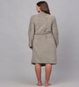 Beige Solid Woolen Women Bath Robe With Belt (L)