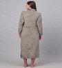 Beige Solid Woolen Women Bath Robe With Belt (S)