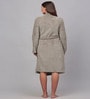 Beige Solid Woolen Women Bath Robe With Belt (S)