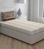 Beige Striped 120 TC Cotton Single Bed Sized Bed Sheets With 1 Pillow Cover