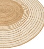 Beige Striped Jute 3 Ft X 3 Ft Hand Woven Dhurrie