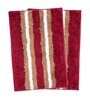 Maroon Striped Polyester Blend 21x13 Inches Antiskid Bath Mat (2Pcs)