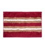 Maroon Striped Polyester Blend 21x13 Inches Antiskid Bath Mat (2Pcs)