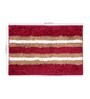 Maroon Striped Polyester Blend 21x13 Inches Antiskid Bath Mat (2Pcs)