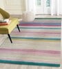 Beige Stripes Wool 4 ft x 6 ft Hand Tufted Carpet