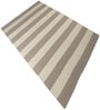 Beige Stripes Wool 7X4 Feet Hand Woven Carpet