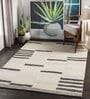 Beige Stripes Wool 8 ft x 10 ft Hand tufted Carpet