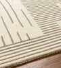 Beige Stripes Wool 8 ft x 10 ft Hand tufted Carpet