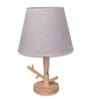 Beige Table Lamp Modern Design   With fabric Textured Lampshade Wooden Base