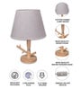 Beige Table Lamp Modern Design   With fabric Textured Lampshade Wooden Base