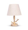 Beige Table Lamp Modern Design   With fabric Textured Lampshade Wooden Base