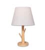 Beige Table Lamp Modern Design With Fabric Textured Lampshade Wooden Base