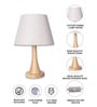 Beige Table Lamp Modern Design With Fabric Textured Lampshade Wooden Base