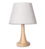 Beige Table Lamp Modern Design With Fabric Textured Lampshade Wooden Base