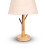 Beige Table Lamp Modern Design With Fabric Textured Lampshade Wooden Base