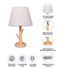 Beige Table Lamp Modern Design With Fabric Textured Lampshade Wooden Base