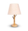 Beige Table Lamp Modern Design With Fabric Textured Lampshade Wooden Base
