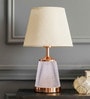 Beige Table Lamp With Fusion Of Modern Design Fiberglass  Matelic Base