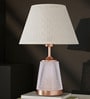 Beige Table Lamp With Fusion Of Modern Design Fiberglass  Matelic Base