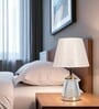 Beige Table Lamp With Fusion Of Modern Design Fiberglass  Matelic Base