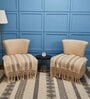Beige Textured Cotton 1 Seater Sofa Cover