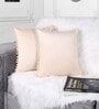 Beige Textured Velvet 12 x 12 Inches Cushion Covers (Set of 2)