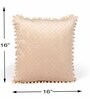 Beige Textured Velvet 16 x 16 Inches Cushion Covers (Set of 5)