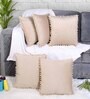 Beige Textured Velvet 16 x 16 Inches Cushion Covers (Set of 5)