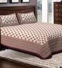 Beige Traditional 220 TC Cotton King Sized Bed Sheets with 2 Pillow Covers