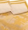 Beige Floral 144 TC 100% Cotton Queen Sized Bed Sheets with 2 Pillow Covers
