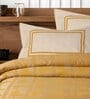 Beige Floral 144 TC 100% Cotton Queen Sized Bed Sheets with 2 Pillow Covers