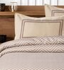 Beige Geometric 144 TC 100% Cotton King Sized Bed Sheets with 2 Pillow Covers