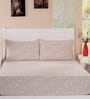 Beige Traditional 210 TC Cotton Blend Single Bed Sized Bed Sheets With 1 Pillow Cover