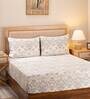 Beige Traditional 300 TC 100% Cotton Queen Sized Bed Sheets with 2 Pillow Covers