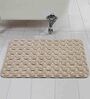 Beige Geometric Cotton 17x25 Inches AntiSkid Bath Mat