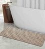 Beige Geometric Cotton 17x39 Inches AntiSkid Bath Mat