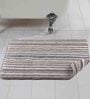 Beige Geometric Cotton 19x27 Inches AntiSkid Bath Mat