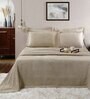 Beige Traditional GSM 320 Cotton  Double Bed Cover