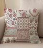 Beige Chintz Cocktail Velvet Blend Florals 16x16 inches Cushion Covers 1 Pc