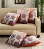 Beige Velvet Floral 16x16 inches Cushion Cover (5Pc)