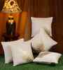 Beige Velvet Floral 16X16 Inches Cushion Covers (Pack of 5)