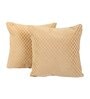 Beige Velvet Solid 16x16 inches Cushion Covers (Pack of 2)
