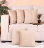 Beige Velvet Solid 16x16 inches Cushion Covers (Pack of 5)