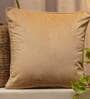Beige Solid Velvet 20 x 20 Inches Cushion Cover