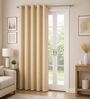 Beige Velvet Solid 7 Feet Blackout Door Curtain
