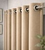 Beige Velvet Solid 7 Feet Blackout Door Curtain