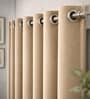 Beige Velvet Solid 9 Feet Blackout Door Curtains Set Of 2
