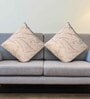 Beige Velvet Traditional 16x16 inches Cushion Covers (Pack of 2)