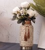 Beige Vintage Inspired Ceramic Cylindrical Shaped Vase