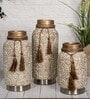 Beige Vintage Inspired Ceramic Cylindrical Shaped Vase